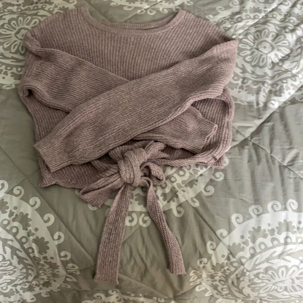Hollister Lilac Reversible Tie off sweater